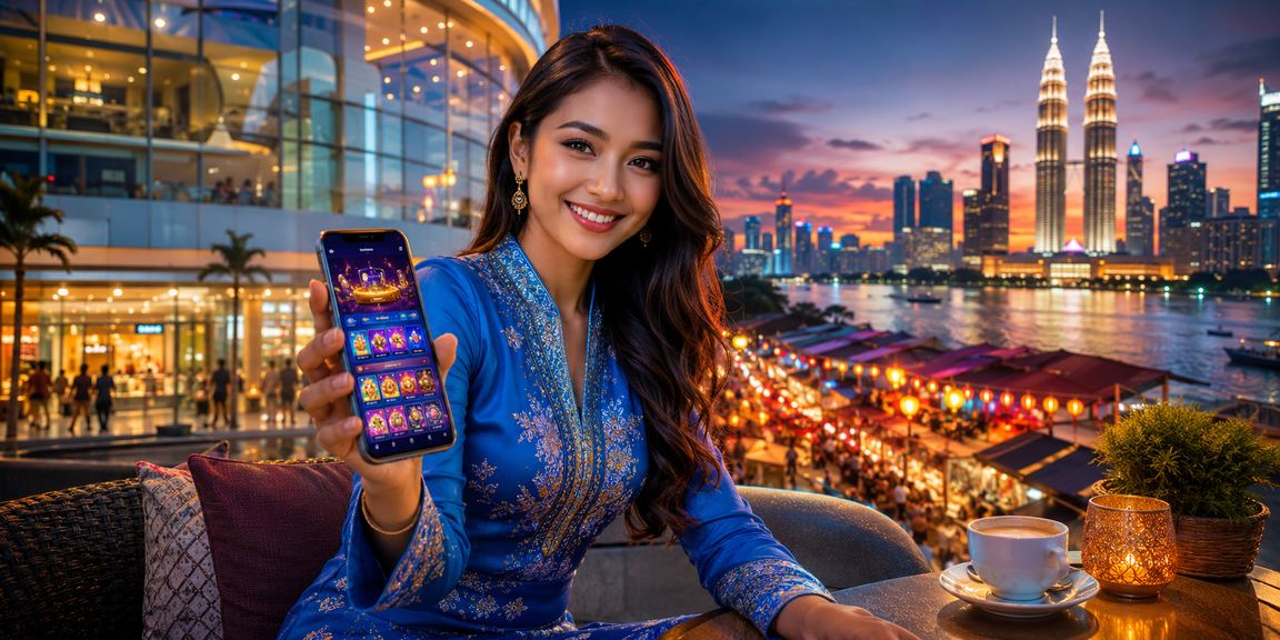 Pemain wanita Kuala Lumpur menikmati kasino mudah alih dalam pakaian baju kurung